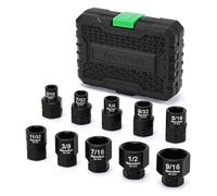 TecoTek 10-Piece 1/4-Inch Drive SAE Low Profile Impact Socket Set, Stubby Socket Set, 3/16" to 9/16", No Skips Sizes, 6 Point, Cr-Mo, Shorter Socket for Tight Areas