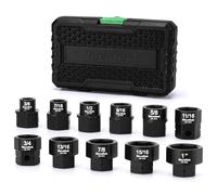 TecoTek 11-Piece 1/2-Inch Drive SAE Low Profile Impact Socket Set, Stubby Socket Set, 3/8" - 1", 6 Point, Cr-Mo, Shorter Socket for Tight Areas
