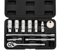 TecoTek 11-Piece Spark Plug Socket Set with 3/8 Inch Drive Ratchet Handle, Spark Plug Gapper, Universal Joint and Extension Bar, SAE & Metric, 5/8-inch, 3/4-inch, 13/16-inch, 14mm, 18mm, CR-V Steel