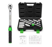 TecoTek 11Pcs 3/8" Drive Spark Plug Socket Set with Click Torque Wrench, Spark Plug Gapper, Universal Joint, Extension Bar, 9/16", 5/8", 3/4", 13/16", 14, 16 and 18mm, CR-V Sockets with Rubber Rings