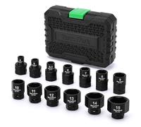 TecoTek 13-Piece 1/4-Inch Drive Metric Low Profile Impact Socket Set, Stubby Socket Set, 4mm to 15mm, No Skips Sizes, 6 Point, Cr-Mo, Shorter Socket for Tight Areas