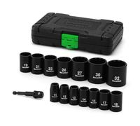 TecoTek 15 Pieces 1/2-Inch Drive Shallow 12-Point Metric Impact Socket Set, Cr-V, 11mm to 32mm, Drill Socket Adapter 1/2"