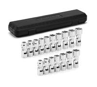 TecoTek 17-Piece 3/8-Inch Drive Universal Joint Socket Set, Swivel Socket Set, 6-Point, SAE (3/8" to 3/4") and Metric (10mm to 19mm), CR-V, Universal Flex Socket for Easier Access to Tight Spaces
