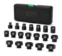 TecoTek 19-Piece 3/8-Inch Drive Metric Low Profile Impact Socket Set, Stubby Socket Set, 6mm-24mm, No Skips Sizes, 6 Point, Cr-Mo, Shorter Socket for Tight Areas