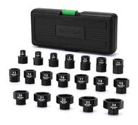 TecoTek 19PCS 3/8-Inch Drive Metric Low Profile Impact Socket Set, Stubby Socket Set, 6mm-24mm, No Skips Sizes, 6 Point, Cr-Mo, Shorter Socket for Tight Areas