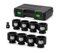 TecoTek 3/4" Drive 6-Point Impact Socket Set, 9-Piece Jumbo Assortment, Cr-Mo, SAE, 1/16 Inch to 2-1/2 Inch, 1/2" F to 3/4" M Impact Socket Adapter