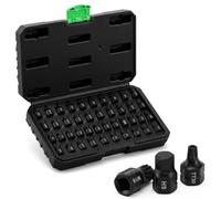 TecoTek 42PCS 1/4" Drive Low Profile Nano Impact Bit Socket Set, Impact Torx, Triple Square, Philips and Slotted Bit Socket Set, S2 Steel, Anti-Roll Design for Impact Use
