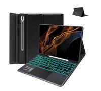 TECPHILE Keyboard Case for Samsung S10, S9, S8 Ultra 14.6” (X920, X926B, X926N, X920N) Folio Cover with Large Trackpad, 7 Color Backlit, Magnetically Detachable Bluetooth Keyboard, S Pen Holder