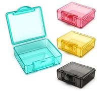 TecQach Small Pill Box 4 pcs,Cute Travel Pill Organizer Case Mini Tiny Clear Plastic Storage Containers Portable for Pocket Purse