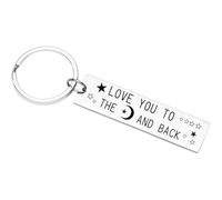 Tecreo Couple Key Chain Gift Love You To The Moon And Back Lovers Key Ring Gift Inspirational Gift for Husband Wife Mum Dad Daughter Son Key Chain Pendant Gift Birthday Mother's Day Father's Day Gift