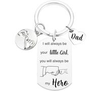 Tecreo Father Daughter Keychain, 'Always Be My Hero' Dad Gift, Stainless Steel Sentimental Charm, Key Chain Gift for Dad, Father's Day Gift, Birthday Gift