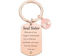 Tecreo Friendship Key Ring Gifts for Girls -Soul Sister Friendship Keychain Gift Best Friend Gift for Girls Birthday Gifts for Best Friend Female BFF Gift Teenager Gift, Rosegold