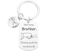 Tecreo Funny Brother Keychain with Fist Bump Design, Stainless Steel Key Chain Gift for Brother, Birtdhay Gift