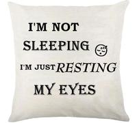 Tecreo I'm Not Sleeping I'm Just Resting My Eyes Throw Pillow Cover Funny Birthday Gifts for Men Dad Grandpa Son Women Grandma Daughter