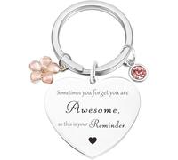 Tecreo Inspirational Gifts for Women/Girls Motivational Quotes Keychain, Encouragement Keychain Gift Sometimes You Forget You Are Awesome, Heart Pendant