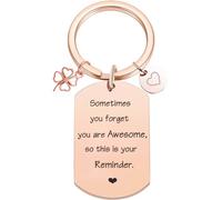 Tecreo Inspirational Gifts for Women Motivational Quotes Keychain, Encouragement Keychain Gift Sometimes You Forget You Are Awesome, Rosegold