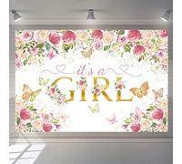 Tecreo It's a Girl Fabric Sign Poster, Pink, Vinyl, 150.0 cm x 90.0 cm, for Baby Shower/Gender Reveal Decoration