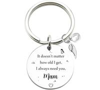 Tecreo Sentimental Mother's Day Keychain, Silver Metal with Pearl Charm, Inspirational Message for Mum, Mum Gift