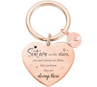 Tecreo Sister Heart Keychain with Inspirational Quote, Rose Gold Plated, Sentimental Gift, Birthday Gift for Sister, Best Friend