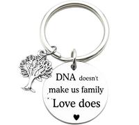 Tecreo Stepfather Gift DNA Doesn't Make us Family Love does Keychain Stepmother Gift, Stepparents Adoption Keychain Gift
