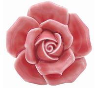 Tecrio 2pcs-Pack Ceramic Vintage Floral Rose Dresser Closet Kitchen Cupboard Deawer Knobs Handle Decor Pulls w/ Screws (Pink)