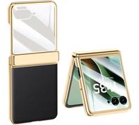 TECSHINE Case for Motorola Moto Razr 60 Ultra Folding Screen Mobile Phone. Hinge, Leather Cover Shell for Moto Razr 60 Ultra Cell-Phone -Black