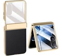 TECSHINE Case for Xiaomi MIX Flip Folding Screen Mobile Phone. Hinge, Leather Cover Shell for Xiaomi MIX Flip Cell-Phone -Black