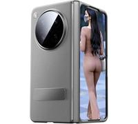 TECSHINE Cellphone Case for OPPO Find N6, Find N 6 Hinged Protective Cover, Support, Mobile Phone Shell, Support Frame, Genuine Leather Holster -Grey