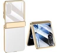 TECSHINE Cellphone Case for Xiaomi MIX Flip Folding Screen Phone. Hinge, Leather Cover Shell for Xiaomi MIX Flip Mobile Phone -White