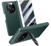 TECSHINE Cellphone Leather Case for Honor Magic V3, Hinged Cover for Honor Magic V 3 Phone, Bracket, Mobile Phone Shell, Support Frame, Leather Holster Green