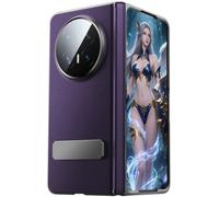 TECSHINE Genuine Cow Leather Cellphone Case for HONOR Magic V6, Magic V 6 Hinged Protective Cover, Mobile Phone Shell, Support Frame, Holster -Purple