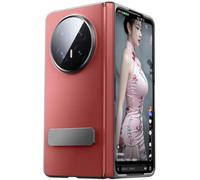 TECSHINE Genuine Leather Cellphone Case for HONOR Magic V6, Magic V 6 Hinged Protective Cover, Mobile Phone Shell, Support Frame, Holster -Red