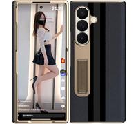 TECSHINE Genuine Leather Cellphone Case for Samsung Galaxy Z Fold 7, Hinged Cover for Samsung Z Fold7, Mobile Phone Shell, Support Frame, Holster