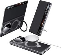 TECSHINE Intelligent Leather Mobile Phone Case for HONOR Magic V5. Magnetic, Kickstand, Smart Cellphone Cover/Shell for Magic V 5 Black