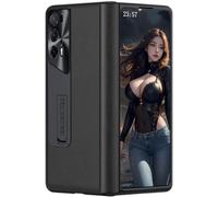 TECSHINE Leather Case for Honor Magic V2 RSR, Hinged Cover for Honor Magic V 2 RSR Phone, Bracket, Mobile Phone Shell, Kickstand, Leather Holster -Black