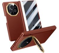 TECSHINE Leather Case for Honor Magic V3, Cell-phone Hinged Cover for Honor Magic V 3 Phone, Bracket, Mobile Phone Shell, Leather Holster Red