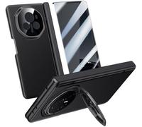 TECSHINE Leather Case for Honor Magic V3, Hinged Cover for Honor Magic V 3 Phone, Mobile Phone Shell, Support Frame, Callphone Holster Black