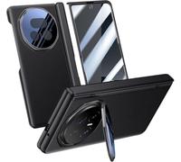 TECSHINE Leather Case for Honor Magic V5, Hinged Cover for Honor V 5, Mobile Phone Shell, Support Frame, Cellphone Holster -Black