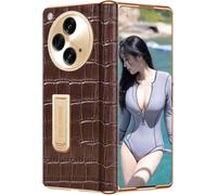 TECSHINE Leather Case for OnePlus Open, Hinged Cover for 1+ Open Cell Phone, Mobile Phone Shell, Support Frame, Leather Holster