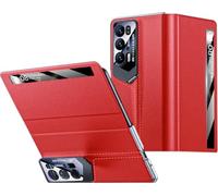 TECSHINE Leather Mobile Phone Case for HONOR Magic V2 RSR. Magnetic, Bracket, Smart Cell-Phone Cover/Shell for Magic V 2 RSR Red
