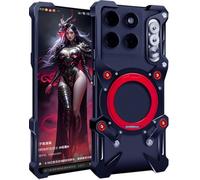 TECSHINE Metal Case for Motorola Moto Edge 60 Pro, Cover for Edge 60 Pro Cellphone, Border Gaming Mobile Phone Shell, Magnetic Rotating Bracket -Black