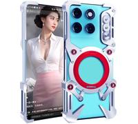 TECSHINE Metal Case for Motorola Moto Edge 60 Pro, Gaming Cell-phone Cover for Edge 60 Pro, Border Mobile Phone Shell, Magnetic Bracket -Silvery