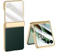 TECSHINE Mobile Phone Case for Motorola Moto Razr 60 Ultra Folding Screen Phone. Hinge, Leather Cover Shell for Moto Razr60 Ultra Cell Phone -Green