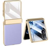 TECSHINE Mobile Phone Case for Xiaomi MIX Flip Folding Screen Phone. Hinge, Leather Cover Shell for Xiaomi MIX Flip Cellphone -Purple