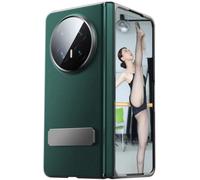 TECSHINE Real Cow Leather Cell Phone Case for HONOR Magic V6, Magic V 6 Hinged Protective Cover, Kickstand, Mobile Phone Shell, Support Frame, Holster -Green