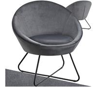 Tectake 1 Accent Chair Centera - Bouclé Or Velvet Fabric, Curved Backrest, And Steel Frame Armchair - Velvet Look Anthracite