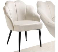 Tectake 1 Accent Chair Hellen - Velvet Cover, Padded, Extra-Wide Shell-Shaped Backrest - Cream/black