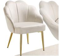 tectake Accent Chair Hellen Per Piece - Cream/Gold in Cream | Size: 1 Pack TECTAKE Cream 1 Pack