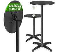 Tectake 1 Aluminum Bistro Table Viktor 60 Cm, Foldable, Height-Adjustable 57.5 Cm - Black