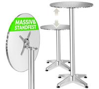 Tectake 1 Aluminium Bar Table Viktor With Foldable Tabletop, Height-Adjustable Frame 57.5 Cm - Silver